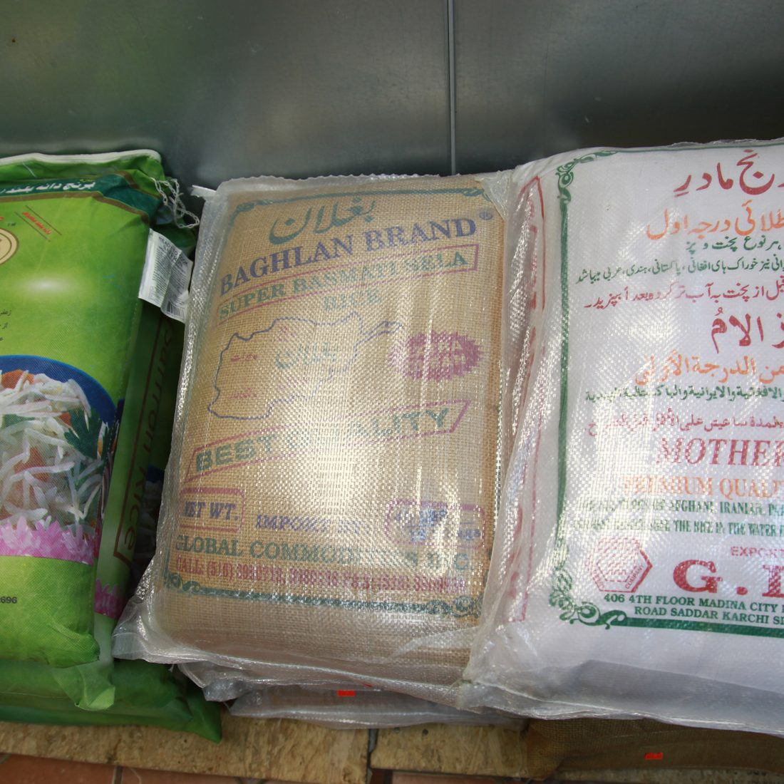 Basmati rice and grocery shelf
